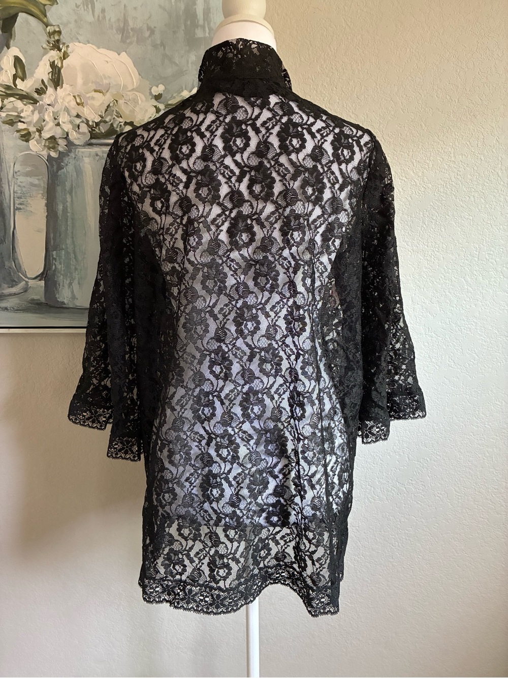 Vintage Cattani Of California Sheer Black Lace Button-Front Blouse View 4